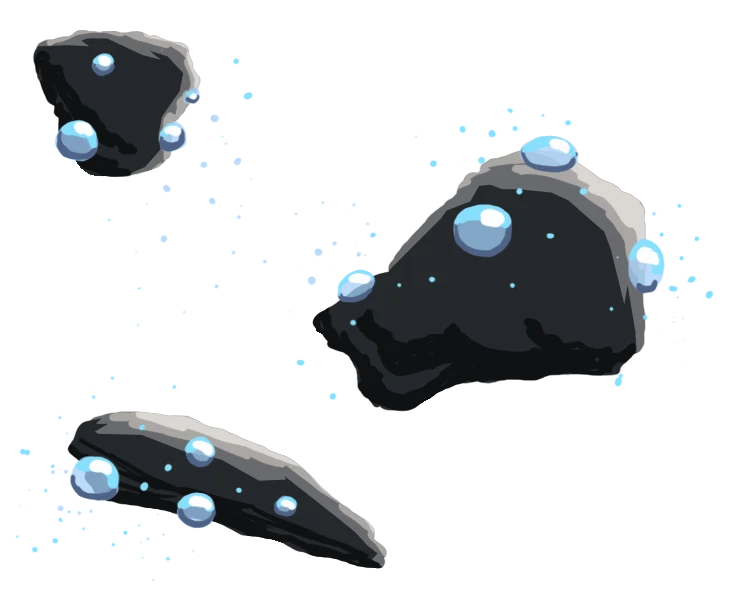 Water droplets forming on soot particles